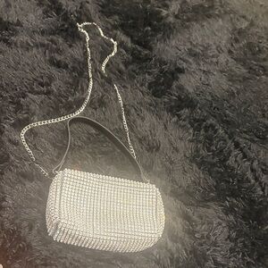 Elegant Silver Rhinestone Women's Bag
